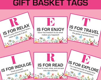 Printable Retirement Tags, Floral Gift Tags for Farewell or Countdown, Teacher Retirement Tags, Nurse Retirement Tags, Digital Download