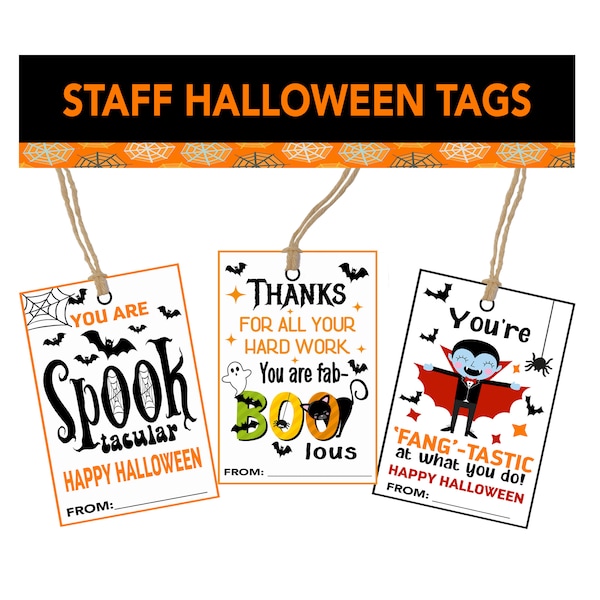 Halloween Tags für die Arbeit, Halloween Personal Tags, Halloween Tags Co-Worker, Lehrer, Senioren, Krankenschwestern, Halloween Treat Bag Tags für Personal