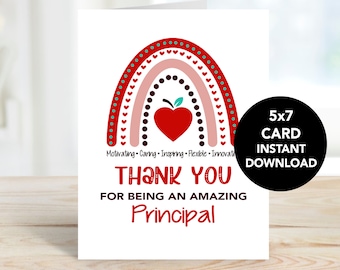 Principal Thank You Card, Principal Retirement Card, Principal Appreciation Card, Digital Card for Principal, Printable Principal Card