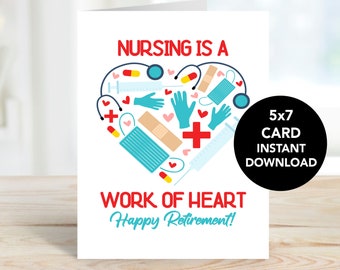 Nurse Retirement Card Printable, Nurse Thank You Card, Medical Retirement Card, Coworker Nurse Retirement Card Printable