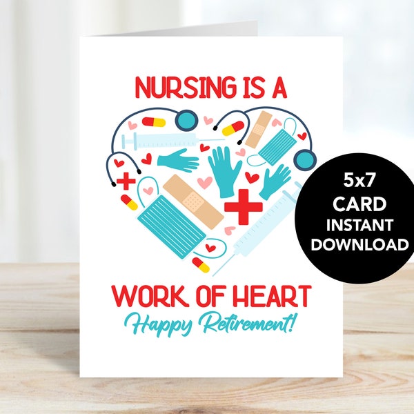 Nurse Retirement Card Printable, Nurse Thank You Card, Medical Retirement Card, Coworker Nurse Retirement Card Printable