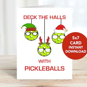 Pickleball kerstkaart, kaart voor Pickleball Fan, vrienden, collega's, familie, Pickleball Gift Card, Instant Download
