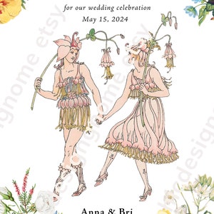 Customized LGBTQ Save the Date Wedding Invitation Vintage, Victorian, Flower, Garden 5x7 Digital, Print Your Own Invitation image 2