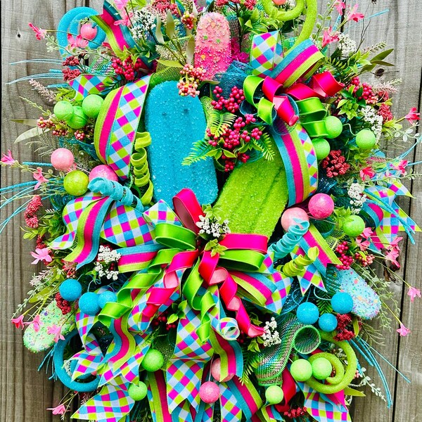 Summer wreath, Popsicle wreath, colorful, fun summertime, birthday wreath, everyday wreath