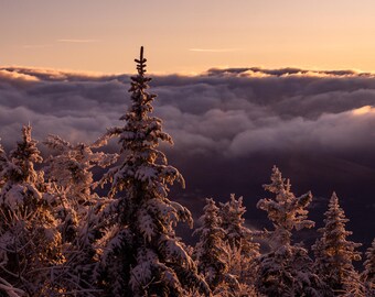 Jay Peak VT cloud inversion looking down Haynes trail landscape photographic print