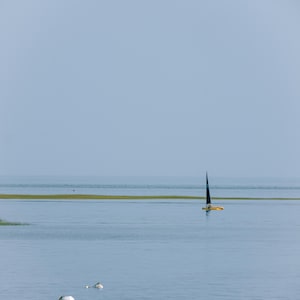 Minimalist sail boat taken at Conomo Point, Gloucester, MA landscape photographic art print