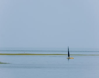 Minimalist sail boat taken at Conomo Point, Gloucester, MA landscape photographic art print