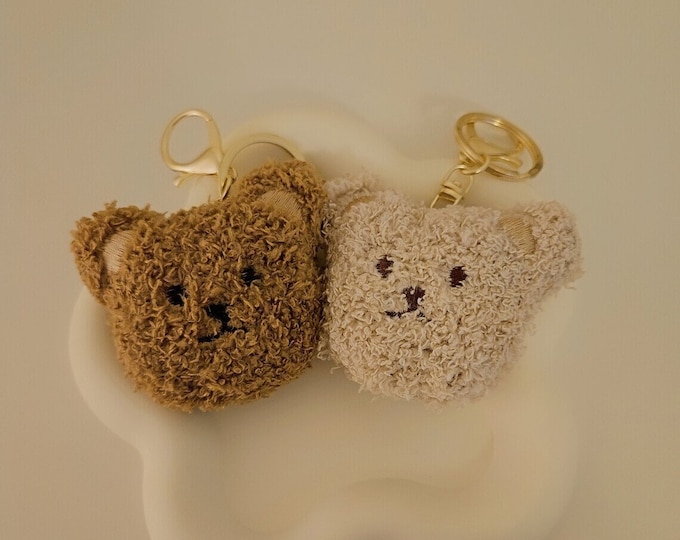 Kawaii Keychain Plushie Bear, Cute Aesthetic Accessories, Plush Keychain