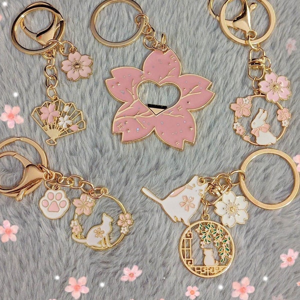 Kawaii Sakura Keychain, Cherry Blossom Aesthetic, Kawaii Accessories