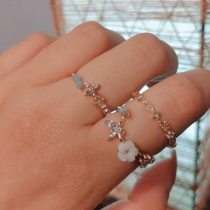 Coquette Dainty Ring Set, Soft Girl Aesthetic Jewelry