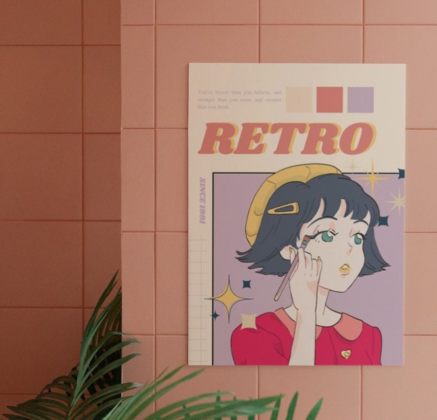 Kawaii Decor Retro City Pop Girl Digital Print