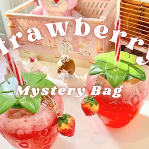 Strawberry Themed Mystery Bag, Kawaii Room Decor, Strawberry Decor, Stationery and Jewelry