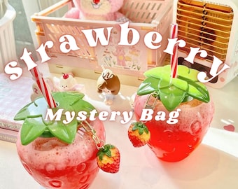 Strawberry Themed Mystery Bag, Kawaii Room Decor, Strawberry Decor, Stationery and Jewelry