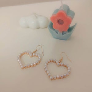 Pearl Heart Earrings | Coquette Jewelry | Soft Girl Aesthetic Earrings | Royalcore Angelcore Accessories