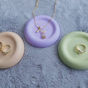 Danish Pastel Decor Handmade Jewelry Dish, Aesthetic Room Decor Ring Dish, Kawaii Decor Desk Accessories