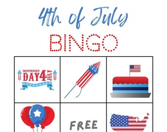 Patriotic Bingo Game Printable - 4th of July Bingo Activity - All ...