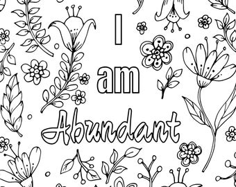 Positive Affirmation Coloring Pages: Self-Care Worksheets (Digital)