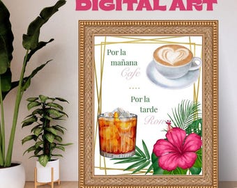 Cafe con Ron Kunstdruck: Reggaeton-Musikposter (Digitaler Download)