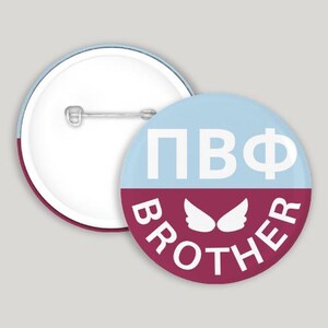 Pi Beta Phi Brother pin-back button | Game Day Pin | Wine and Silver-Blue | Sorority Pinback Button