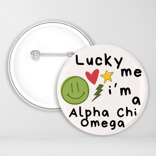 Alpha Chi Omega Lucky Me Pin-back Button | AXO | Sorority Button | Game ...