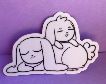 3" Black & White Sleeping Lop Bunnies Sticker