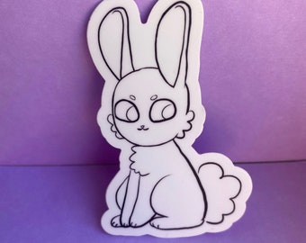 3" Black & White Sitting Bunny Sticker