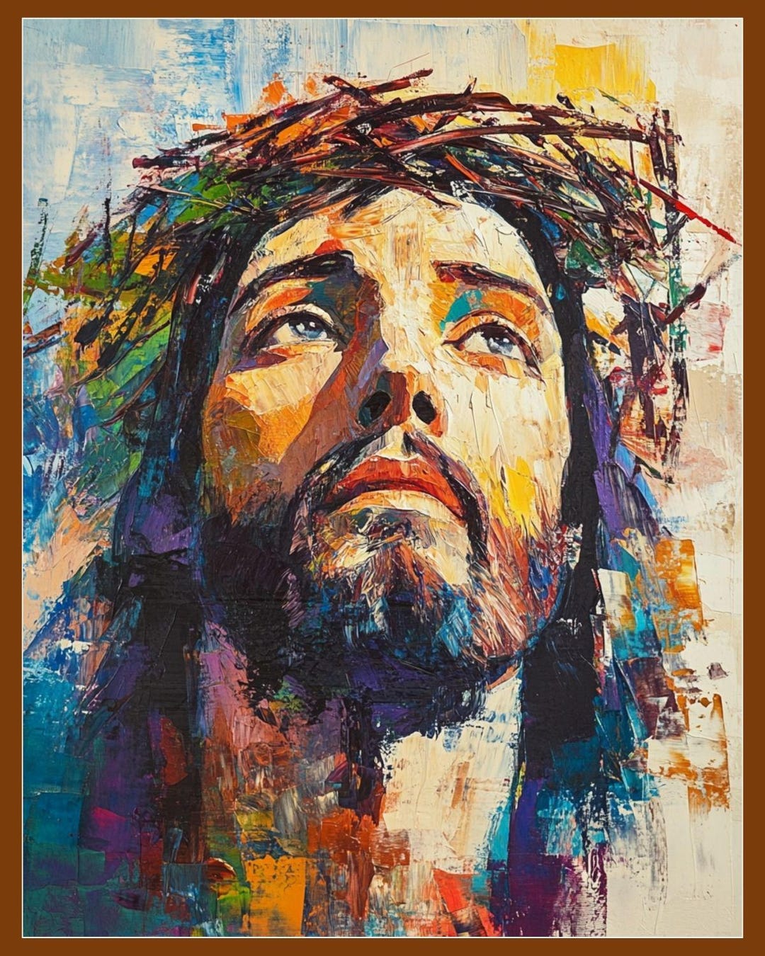 Abstract Jesus Art Print | Divine Sorrow, Religious Wall Decor (digital ...