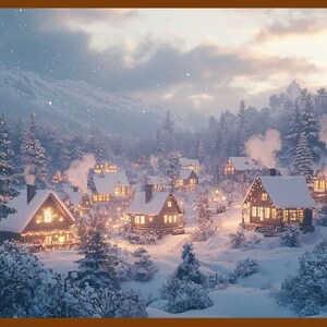 Cozy Winter Village Nestled in Snowy Valley | Christmas Village at with Glowing Lights | Peaceful Winter Wonderland Scene | Winter Scene