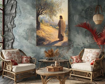 オリーブの木 ブロンズ像 Jesus Olive Bronze インテリア Jesus on Olive Tree Art Print | Religious Wall Decor (digital