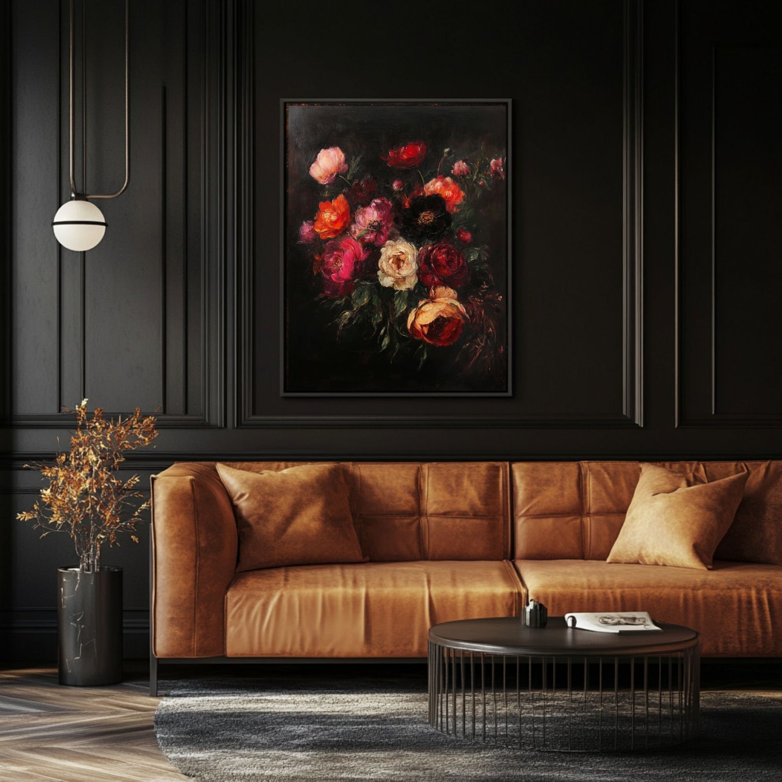 Dark Floral Rose Bouquet Art Print: Moody Vintage Oil Painting (digital ...
