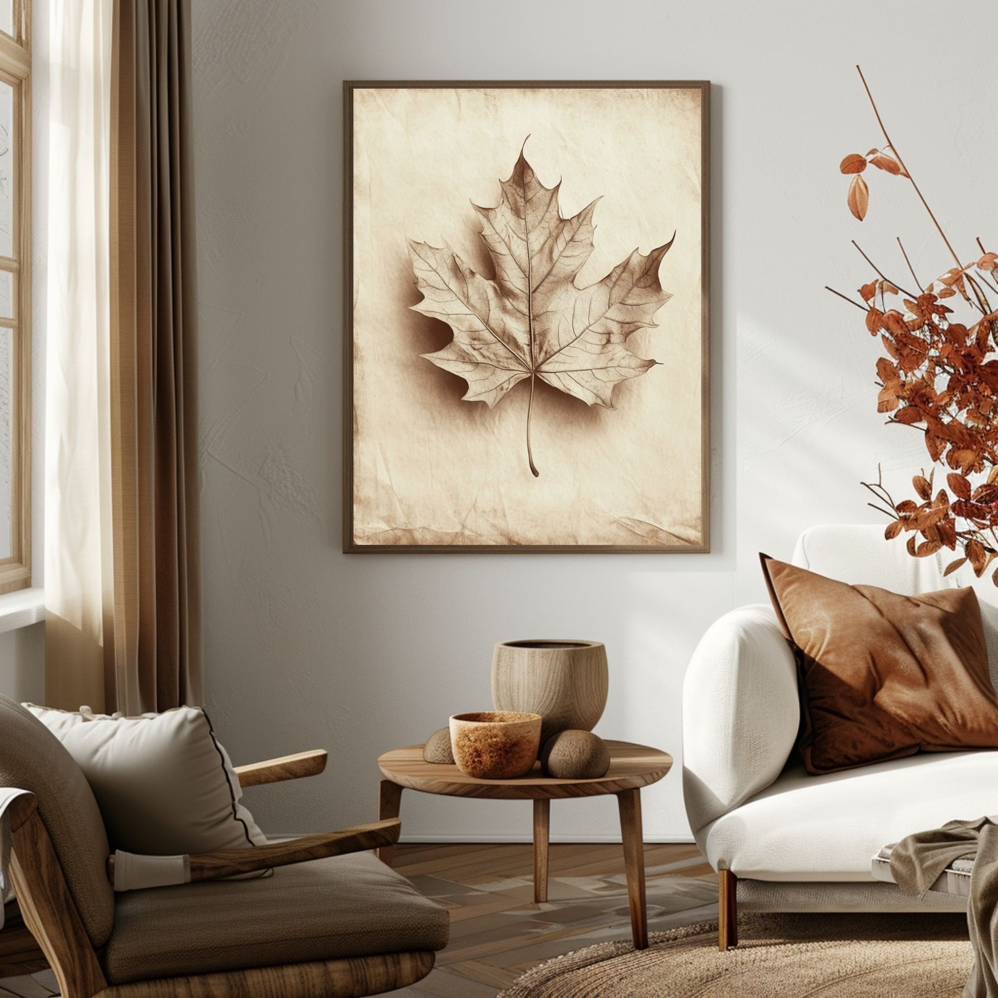 Vintage Sepia Maple Leaf Art Print (digital Download) - Etsy