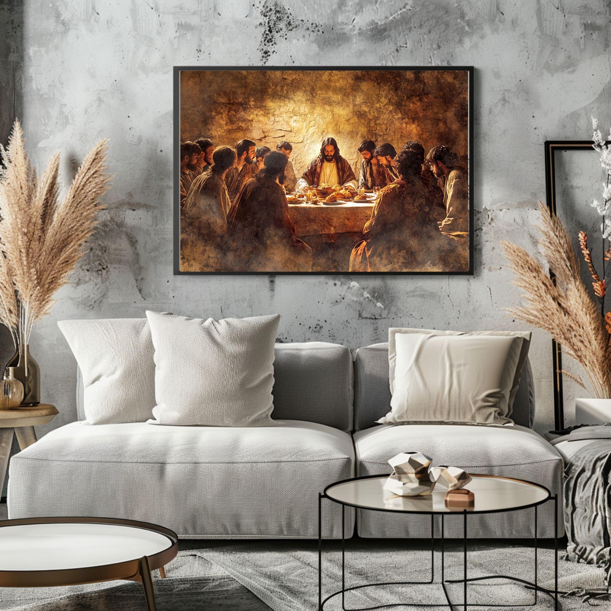 Jesus and His Disciples the Last Supper Art Print, Jesus Wall Art ...