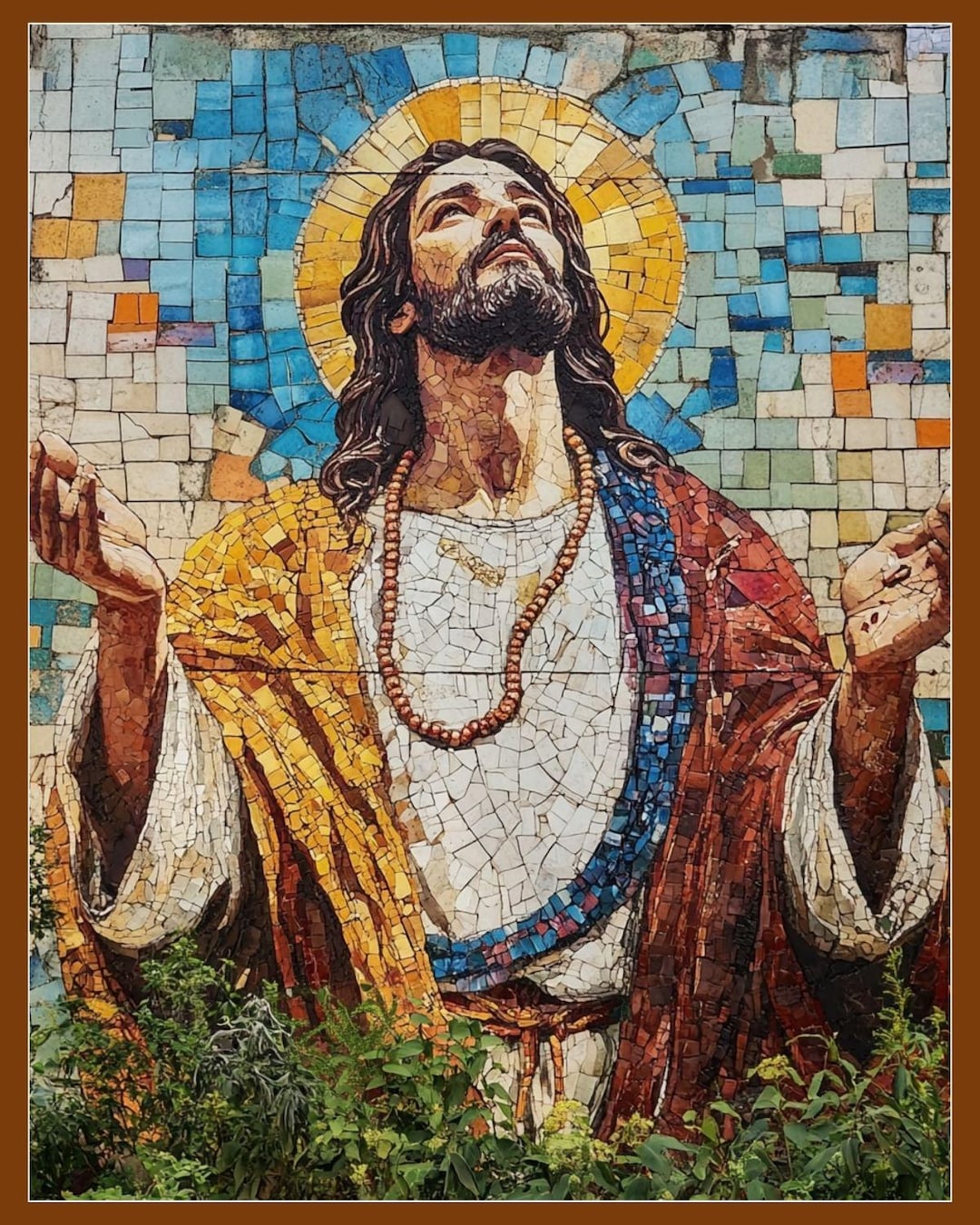 Christian Religious Wall Art | Jesus Mosaic Art Print | Vibrant ...