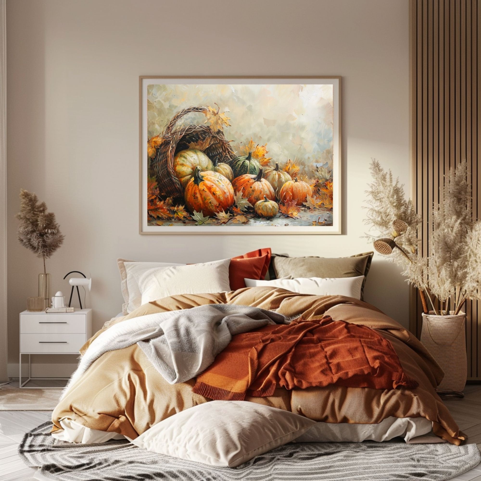 Vintage Pumpkin Oil Painting – Rustic Autumn Harvest Art (digital ...