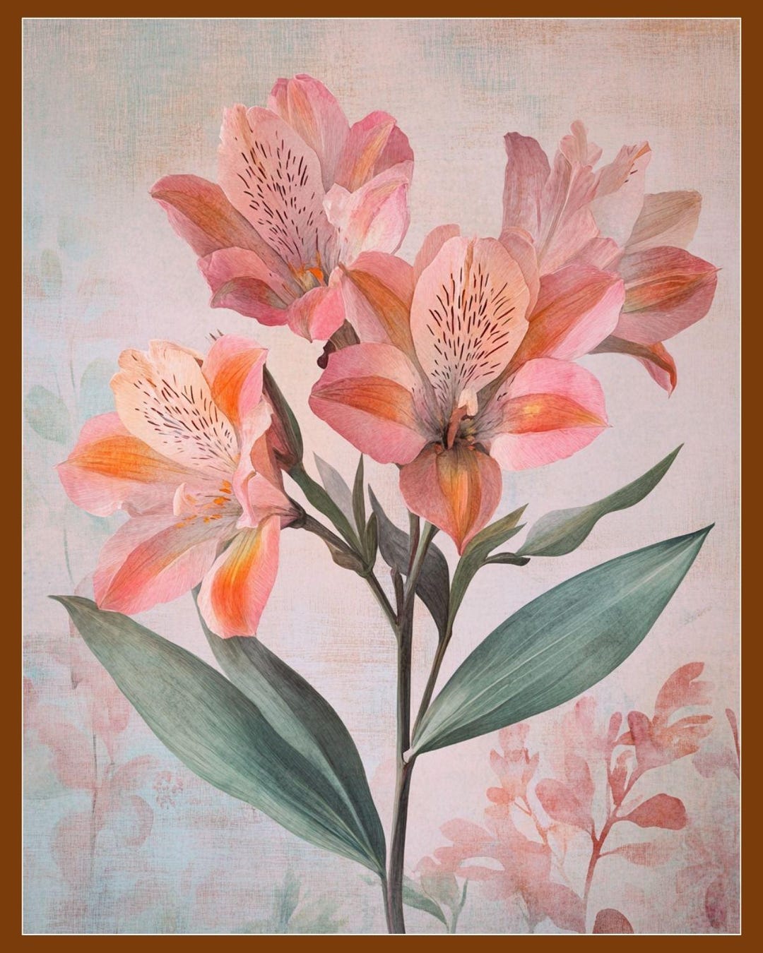 Vintage Floral Art Print | Romantic Valentine's Decor (digital Download ...