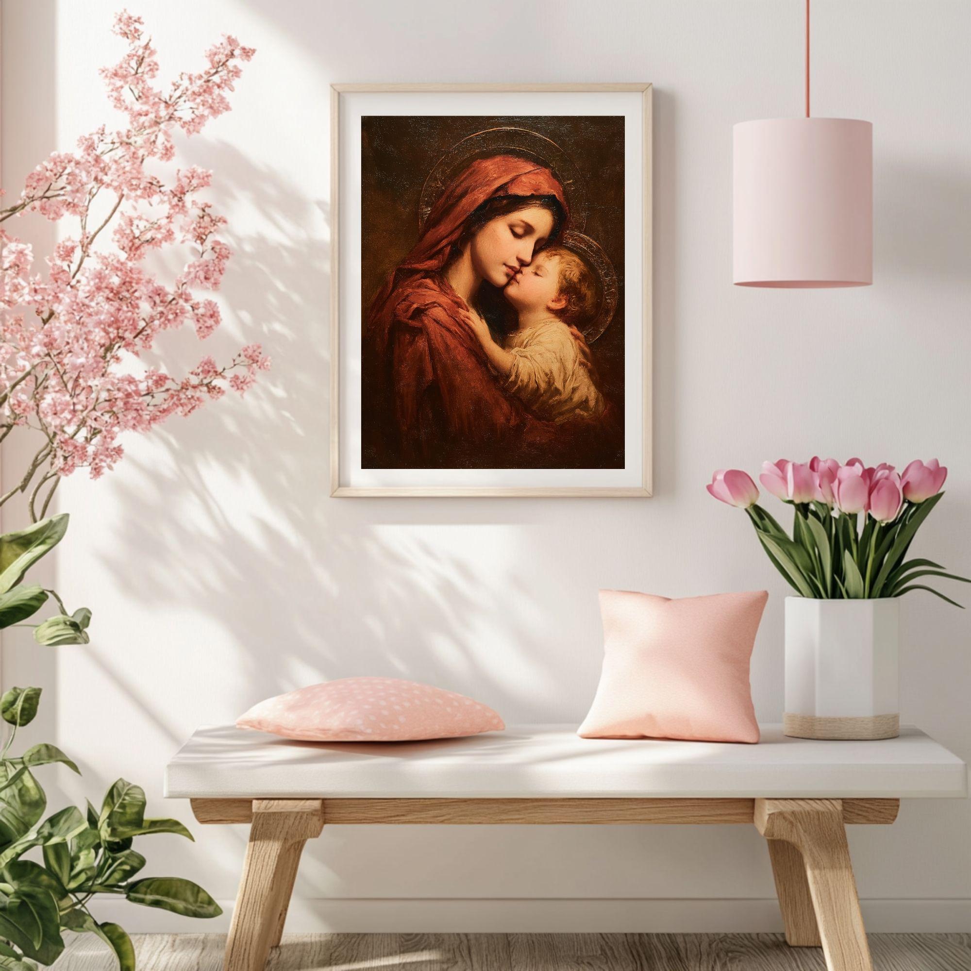 Vintage Madonna and Child Art Print, Sacred Impressionist Painting ...