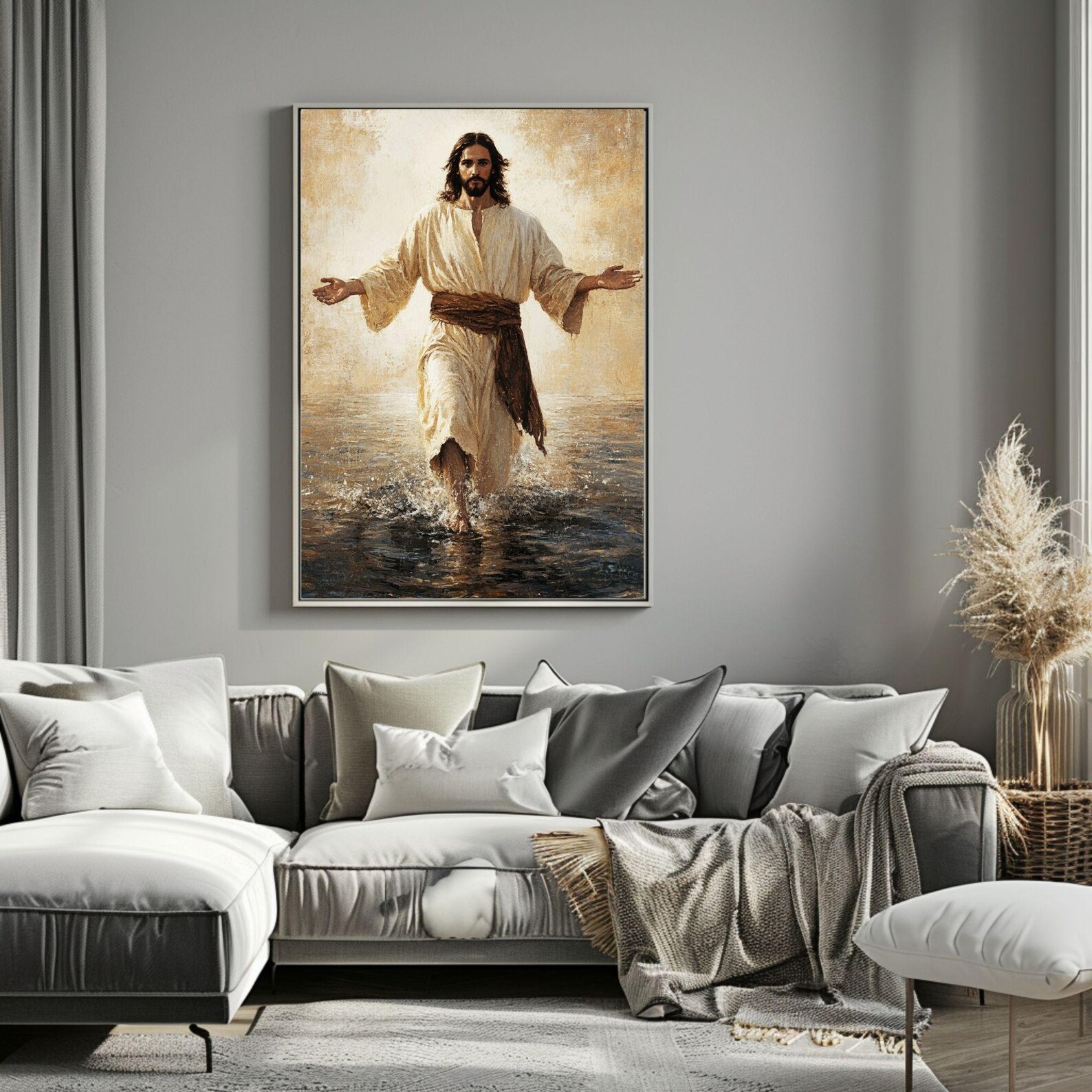 Jesus Walking on Water Vintage Christian Art Print (digital Download ...