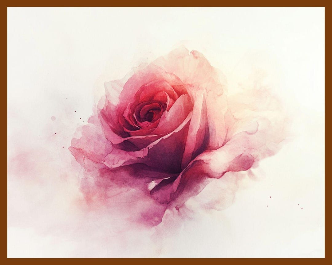 Valentines Rose Watercolor Art Print | Romantic Floral Decor (digital ...