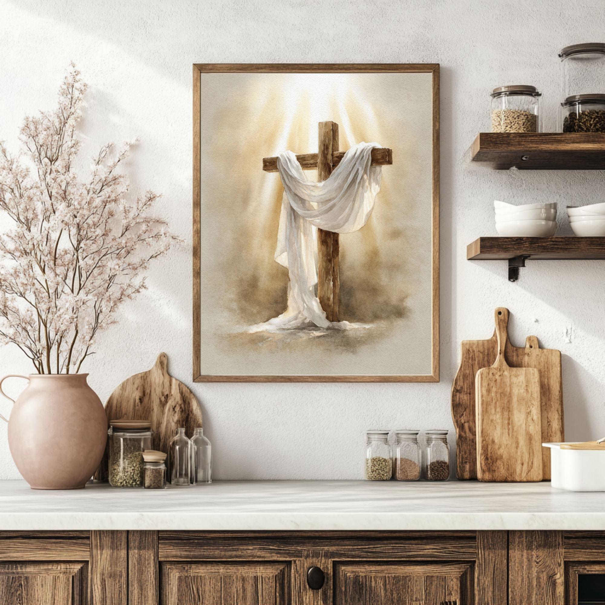 Watercolor Empty Cross Print, Christian Easter Art (digital Download ...