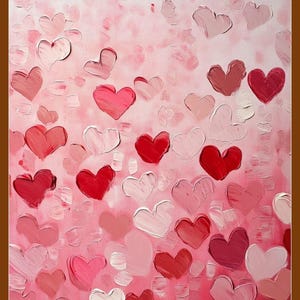 Valentines Wall Art | Valentines Day Red Pink Heart Print |  | Vintage Valentines Decor Romantic Wall Art | Valentines Day Gift For Her