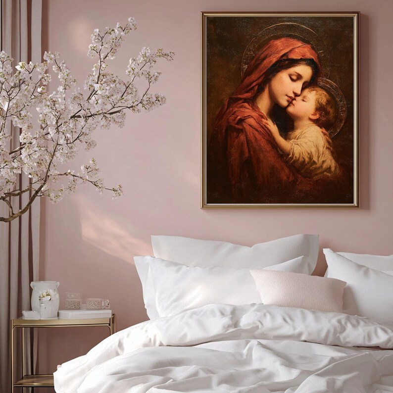 Vintage Madonna and Child Art Print, Sacred Impressionist Painting ...