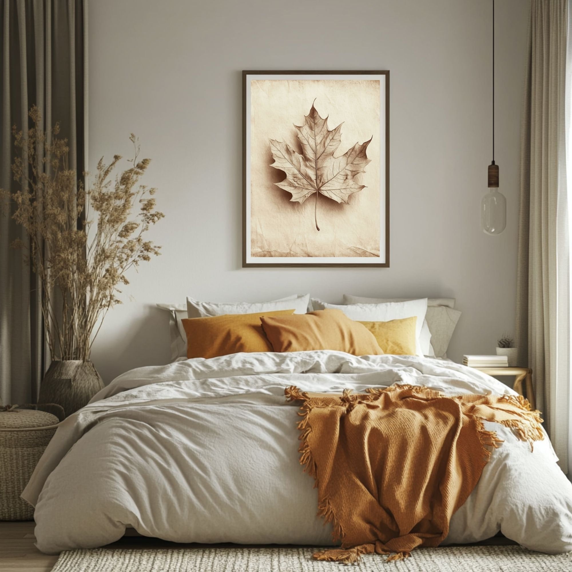 Vintage Sepia Maple Leaf Art Print (digital Download) - Etsy