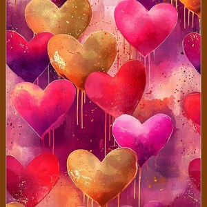 Valentines Wall Art | Valentines Day Red Pink Heart Print |  | Vintage Valentines Decor Romantic Wall Art | Valentines Day Gift For Her