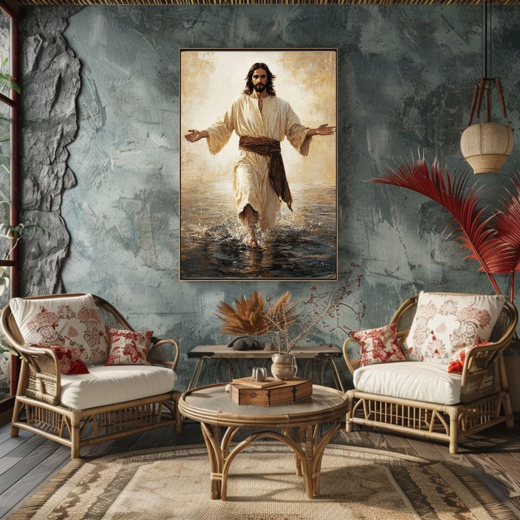 Jesus Walking on Water Vintage Christian Art Print (digital Download ...