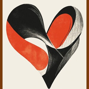 Valentines Wall Art | Valentines Day Abstract Heart Art Print |  | Vintage Valentines Decor Romantic Wall Art | Valentines Day Gift For Her