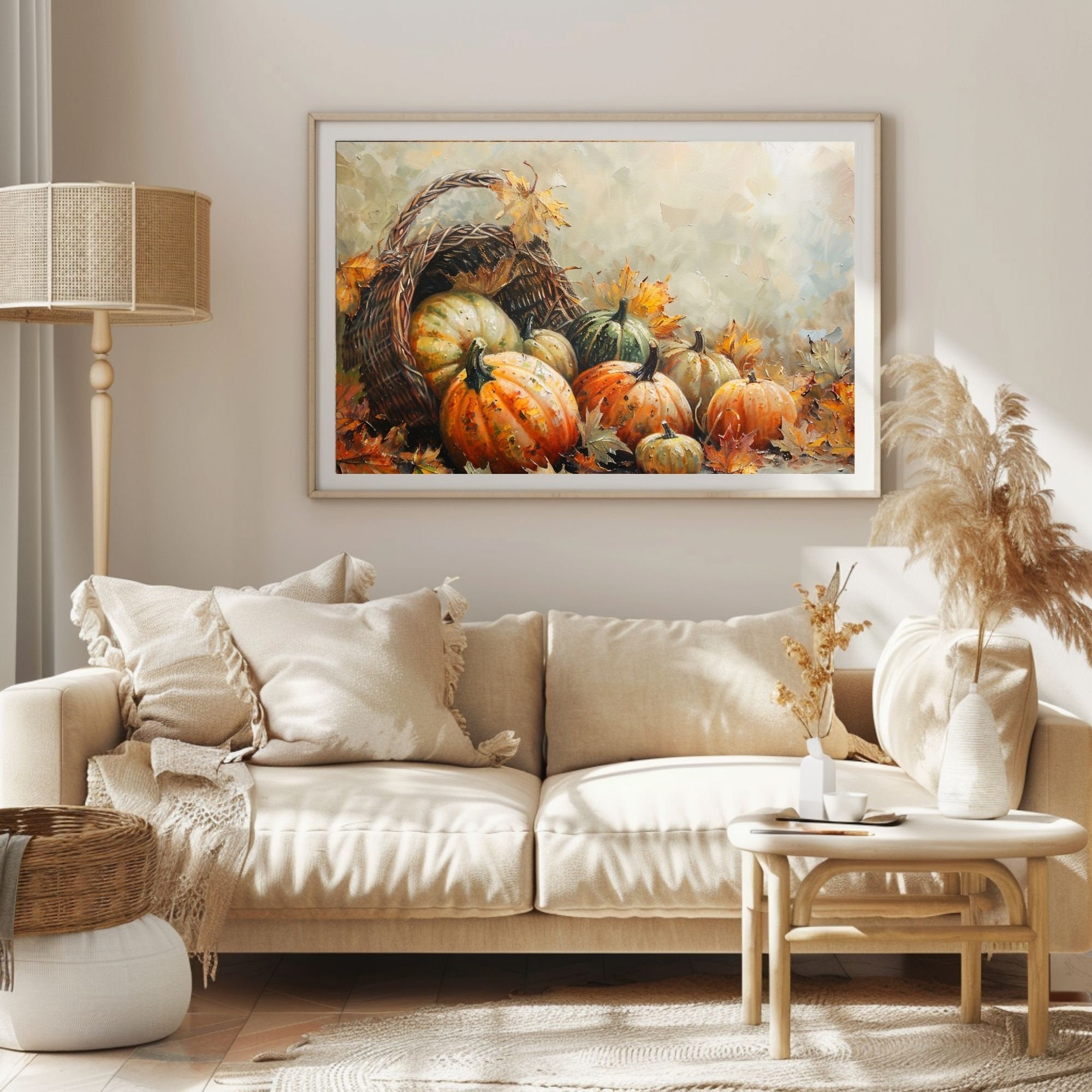 Vintage Pumpkin Oil Painting – Rustic Autumn Harvest Art (digital ...