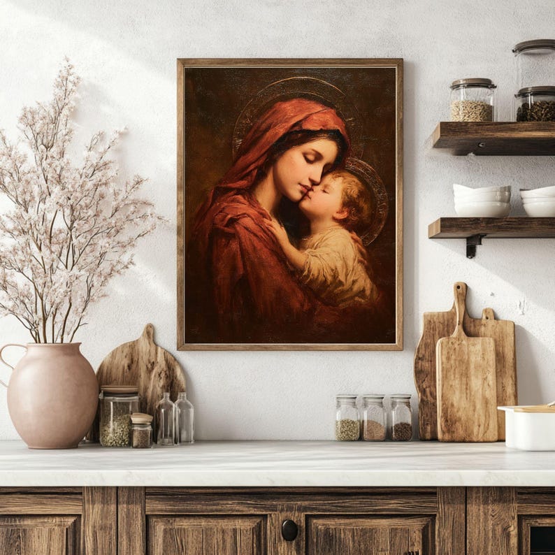 Vintage Madonna and Child Art Print, Sacred Impressionist Painting ...