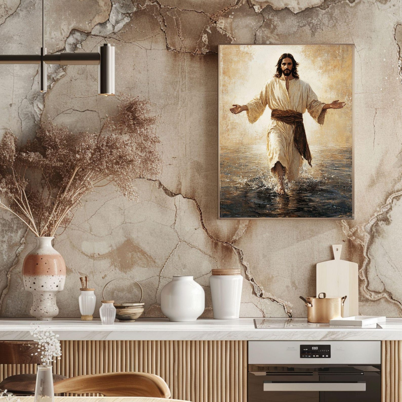 Jesus Walking on Water Vintage Christian Art Print (digital Download ...