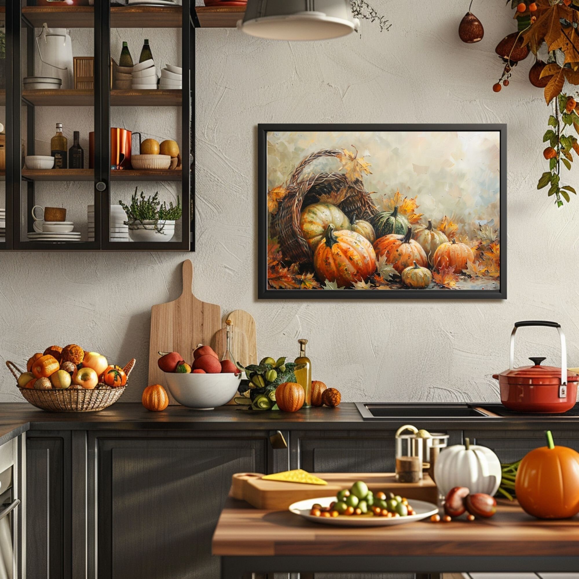 Vintage Pumpkin Oil Painting – Rustic Autumn Harvest Art (digital ...