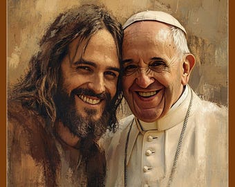 Jesus and Church Leader Art Print, Spiritual Christian Home Decor (Digital Download)